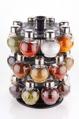 ELIGHTWAY MART 360* Revolving Spice Rack For Kitchen Storage Plastic Wall Shelf