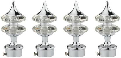 METZO Silver Curtain Knobs, Rod Rail Bracket Metal