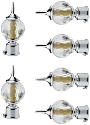 METZO Silver Curtain Knobs, Rod Rail Bracket Metal