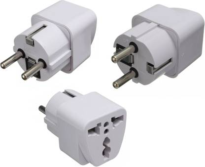 WOWSOME 3 Adapter For India UK US AU To EU European 2 Pin Power Socket Plug Converter suitable for South Korea, France, Germany, Russia, and many other countries Two Pin Plug