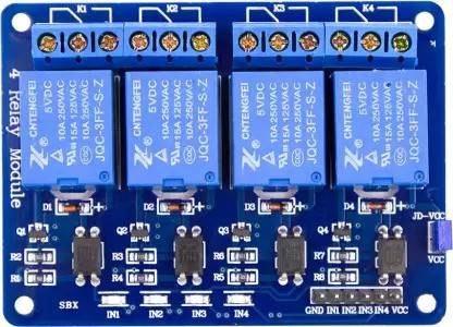 NIHAKA Optocoupler 4 Channel 5v Relay Module Control for Arduino Dsp Avr Pic Arm, Blue Micro Controller Board Electronic Hobby Kit