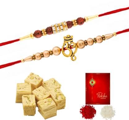 Poorak Rakhi For Brother Soan Papdi Combo2CC Gold Gift Box