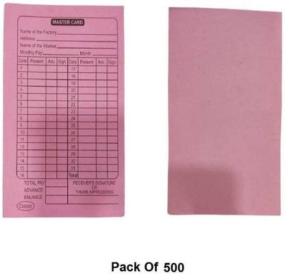 NSSP Paper Attendance Card for Daily Payroll