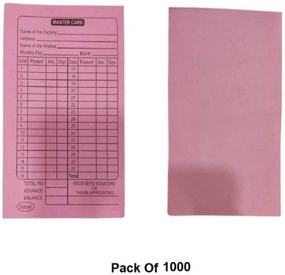 NSSP Paper Attendance Card for Daily Payroll
