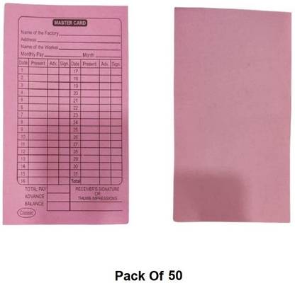 NSSP Paper Attendance Card for Daily Payroll