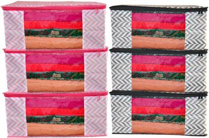 ANNORA INTERNATIONAL Saree cover/ Travel Bag/ Clothes cover Designer Zig Zag Non Woven non woven fabric saree cover / Travel Bag / Non Woven Fabric Saree Cover Set with Transparent Window, Extra Large
wardrobe organizer Set of 6 /Cloth Cover/ Travel Bag/ 6 pcs saree Cover Pack of 6 saree cover/ Storage box/ cloth pouch