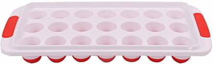 NOHUNT Silicone Pop-up Ice Tray with Transparent LID Multicolor Plastic, Silicone Ice Ball Tray