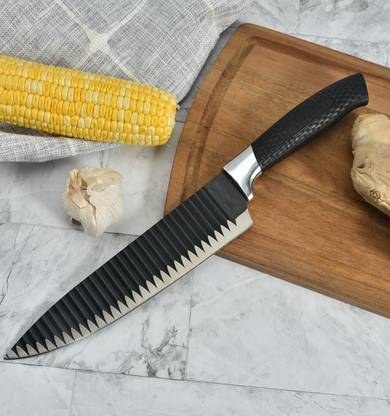 ATIASRAMA 1 Pc Stainless Steel Knife Trending Stainless Steel Chef Knife, 1-Piece, Black & Silver.