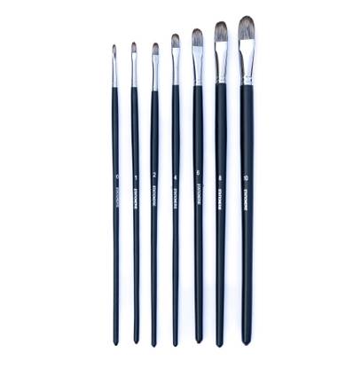 stationerie Artists' Premium Synthetic Filbert Tip Paint Brush Set of 7 Matt Black