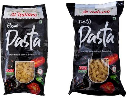 M'Italiano Authentic Italian Pasta Combo Pack of 2 (Macaroni Pasta x 1 + Fusilli Pasta x 1) Fusilli Pasta