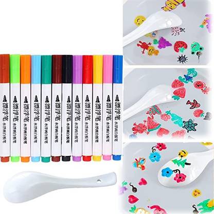 poksi Floating Pen|Colorful Marker Pen Magical Water Painting Pen Easy -To-Wipe Multi-function Pen