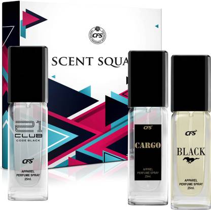 CFS Scent Squad Collection Men Perfume Gift Set| Black, 21 ClubCodeBlack, CargoBlack Perfume  -  75 ml