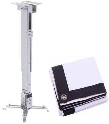 Moiz 3 Feet Universal Projector Stand With Projector Screen 84 inch 4:3 (6 x 4 ft) Projector Stand