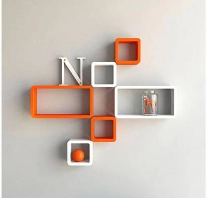 TFS Cube Shape Floating Wall Mounted Shelf Rack Storage Unit MDF (Medium Density Fiber) Wall Shelf