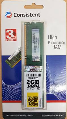 Consistent DDR3 DDR3 2 GB (Dual Channel) PC (2GB DDR3 PC3-1333)