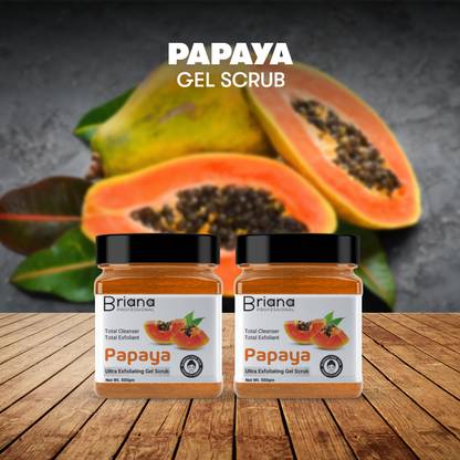 Briana Professional Papaya Body Scrub For Tan Removal & Skin Hydration Scrub (500 g) pack of 2 Scrub