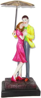 Herbisense Chata Couple Gift Set Romantic Colorful Umbrela Holding Showpiece Decorative Showpiece  -  26.5 cm