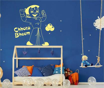 MINIDECOR 78 cm Chota Bheem with Laddu Self Adhesive Sticker