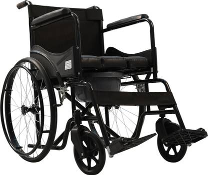 saniquick Wheelchair with Cushion Seat and Removable Commode Pot, Foldable, SQ037-0192524 Manual Wheelchair