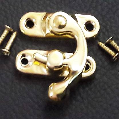 Oswaal Wood Crafts Small Metal Lock Clasp for Wood Gift Box & Small DIY Works with Screws (Golden) Stealthlock Keyless Locking System