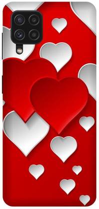 UMPRINT Back Cover for Samsung Galaxy F22, Love Heart Red Printed Back Cover