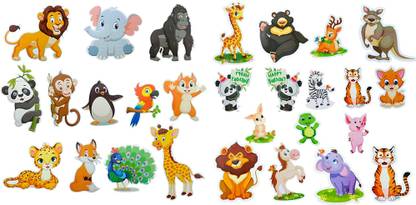 FLICK IN Animal Cutouts Animals Jungle Theme Birthday Decoration for Boys Room Decoration Paper Cut-outs