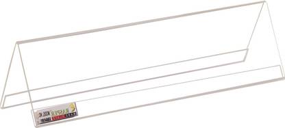 RASPER 2 Compartments Acrylic V Shape Name Plate Display Stand Acrylic Name Plate Desk Label (12x2.5 Inches, Pack Of 10 Pcs) SDA4102