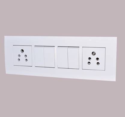ANCHOR PENTA 8 MODULAR ( 4 SWITCH 2 FIVE PIN SOCKET )WITH SURFACE BOX Wall Plate