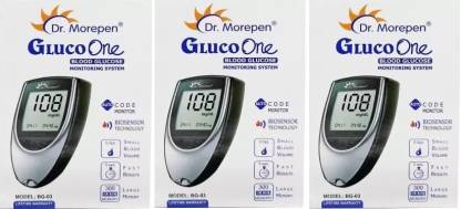 Dr. Morepen Blood Sugar Glucose machine With 10 lacets -Glucometer+lancet+lancing device Glucometer  (GREY & BLACK)