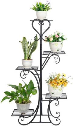 Acrylic Design Art 5 Tier Metal Flower Rack, Plant Stand Flower Pot Rack for Garden Plant Container Set