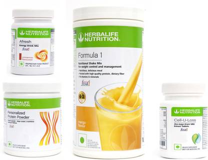 Herbalife Nutrition Formula 1 Mango Flavor+ Protein Power + Cell u Loss Tablet + Afresh Cinnamon Protein Shake