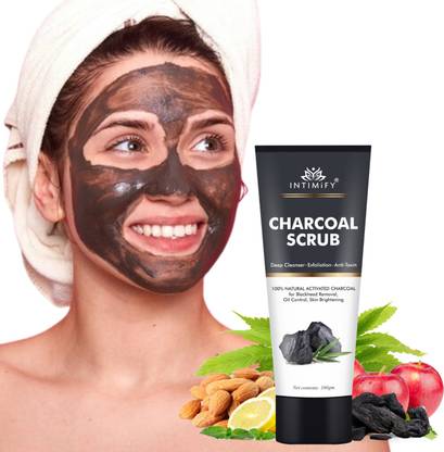 INTIMIFY Charcoal Face Scrub, Deep Exfoliating Deep Cleansing for Blackheads, Whiteheads Scrub