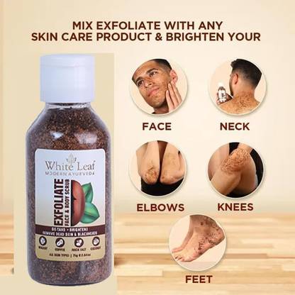 White Leaf Scrub For Face&Body,Blackhead Remover,Dirt Removal From Neck,Rock Salt Extract Scrub