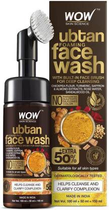 WOW Ubtan Foaming  with Built-In Face Brush for Tan Removal Men & Women All Skin Types Face Wash