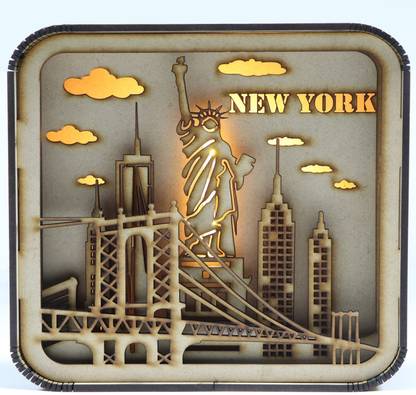 Lemish Decorative Night Light Electric LED MDF Bed Side Unique New York Table Lamp
