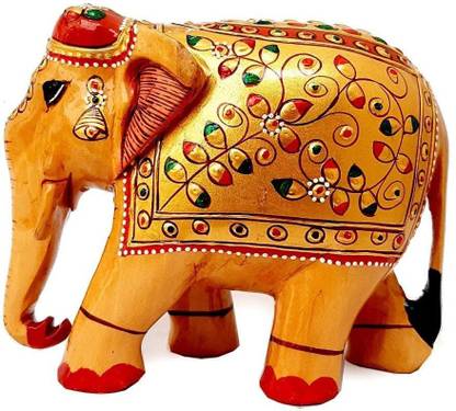 STUFFCOLLECTION WOODEN ELEPHANT SHOWPIECE FORE TABLE Decorative Showpiece  -  6 cm