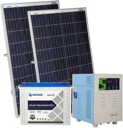 Servotech Solar Combo 1kW Solar PCU + 150AH Tubular Battery + 165W Poly Solar Panel 2Pcs Solar Panel