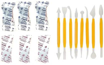 Craftacious Art 270gm Fevicryl Shilpkar Mouldit Epoxy Modelling Clay + 8pc Double Sided Tool