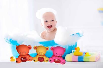 Bling Sparrow CHU CHU Sound Teddy Bear Toy/ Squeeze sound bath toy COMBO PACK OF 3 Bath Toy