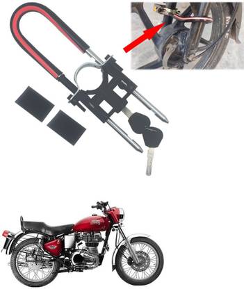 Qiisx Bike Front Shocker Lock Wheel Lock For Bullet 350 Twinspark Wheel Lock