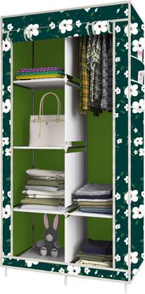 Flipkart Perfect Homes Studio 7800-1 White Lily Print Carbon Steel Collapsible Wardrobe