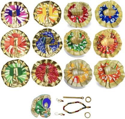 RRR HANDICRAFTS Combo of 12 Stylish Bal Gopal Kanha Laddu Gopal, Poshak 1Jewl set 1Pagdi, Size(0to2) Dress