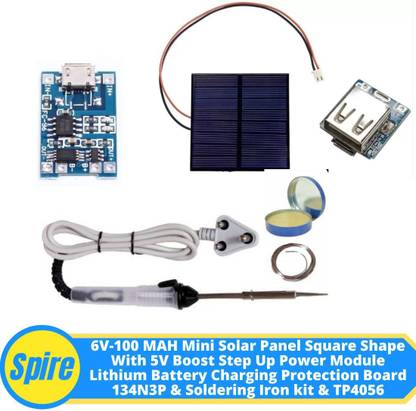 Spire Solar Panel 5V Power Module Battery Charging 134N3P & TP4056 & Soldering kit Electronic Components Electronic Hobby Kit