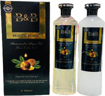 BEAUTE BLANC BB ARGAN HAIR GEL COLOR AMONIYA FREE 4 SET , NATURAL BLACK
