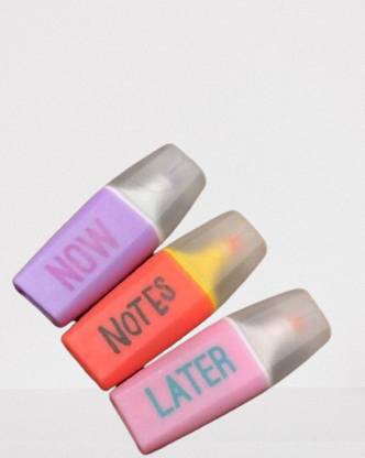 KWSTORE KW HIGHLIGHTER MARKER PENS-NOW NOTES LATER|SET OF 3|FINE GRIP MARKER PEN
