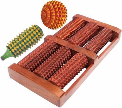 Vigeeyan VG- 440012 Wooden (Sheesham wood ) foot 6 roller,with wooden ball and karela massager Massager
