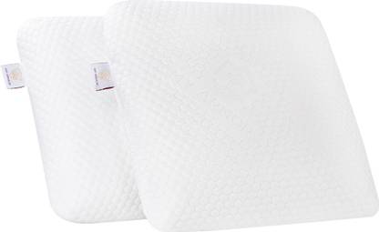 MY ARMOR Memory Foam Square Pillow With Removable Outer Cover (14" x 14" x 4") - Memory Foam Solid Cushion Pack of 2