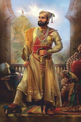 Chhatrapati Shivaji Maharaj HD Beautiful Art Painting | Paper Print Poster Fully Waterproof & Laminated | Decoration For Wall Sticker, Wall Painting, Washable Paper Sticker Poster, Natural Sticker, Home Decor, Office Decor Etc Paper Print