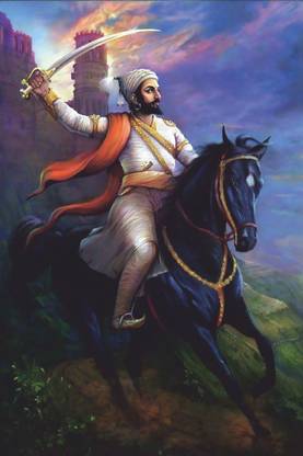Beautiful Shivaji Maharaj HD Art Painting Poster | Paper Print Poster Fully Waterproof & Laminated | Decoration For Wall Sticker, Wall Painting, Washable Paper Sticker Poster, Natural Sticker, Home Decor, Office Decor Etc Paper Print