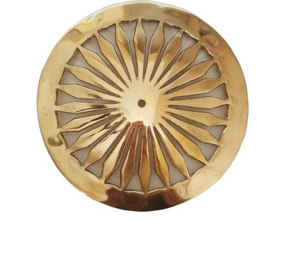 Inkart Dhamma Chakra wheel for door décor in brass metal 24 spokes Ashoka chakra Decorative Showpiece  -  1.7 cm